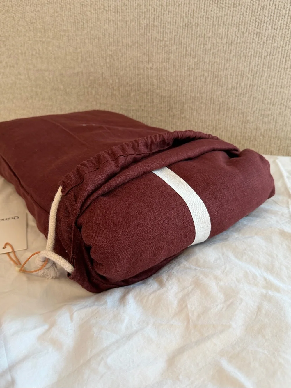 Quince European Linen Duvet Cover Set Full/Queen Burgundy